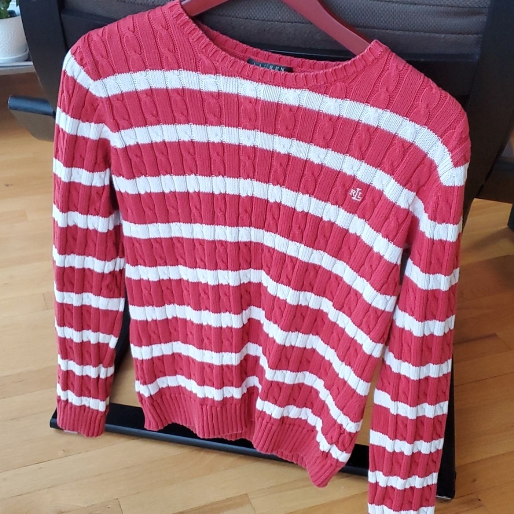 Lauren Ralph Lauren red/white cable knit sweater